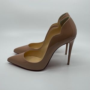 CHRISTIAN LOUBOUTIN HOT CHICK 100 PATENT NUDE PUMP